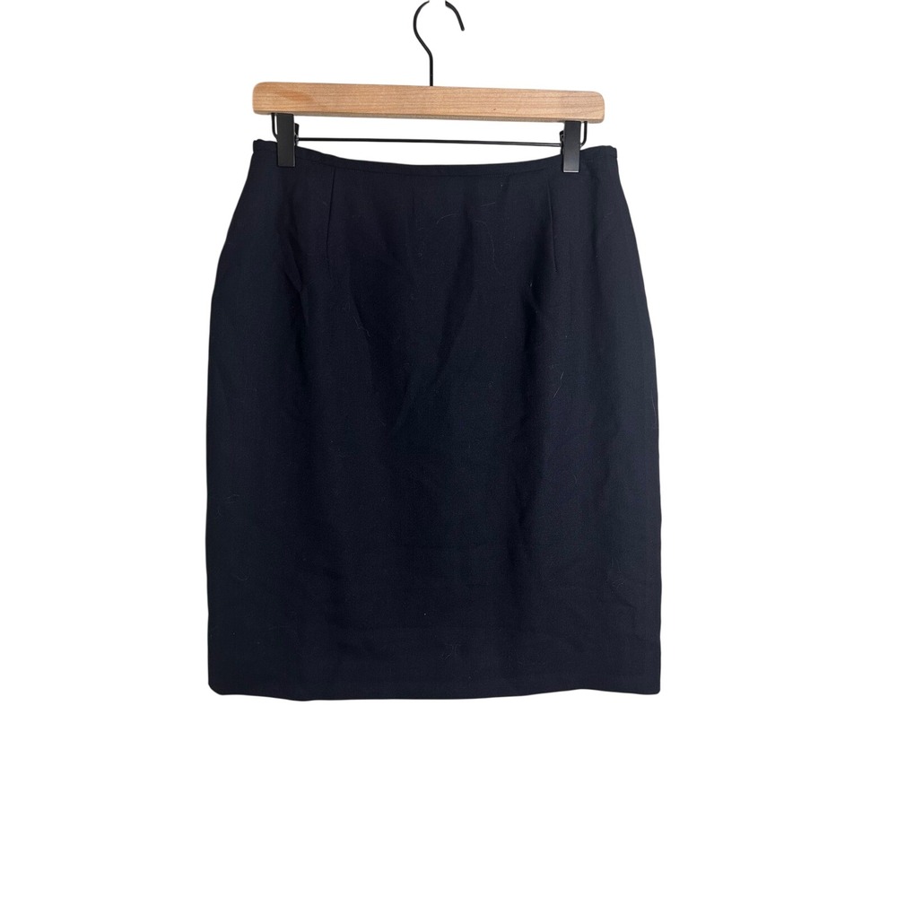 Lauren Ralph Lauren Navy Blue Worsted Wool Pencil Skirt Vintage Made in USA 12
